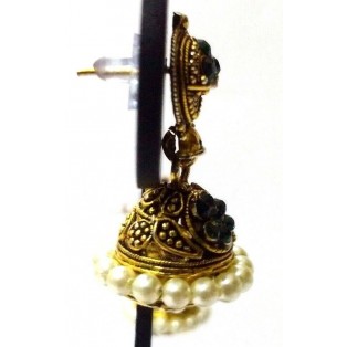 Golden Oxidized Earrings Ethnic Imitation Jewelry Chandelier Dangle Drop - EA35